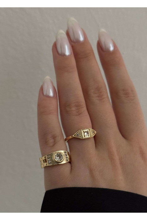 Heliophilia Silver Anillo de Latón Dorado con Recubrimiento de Laca